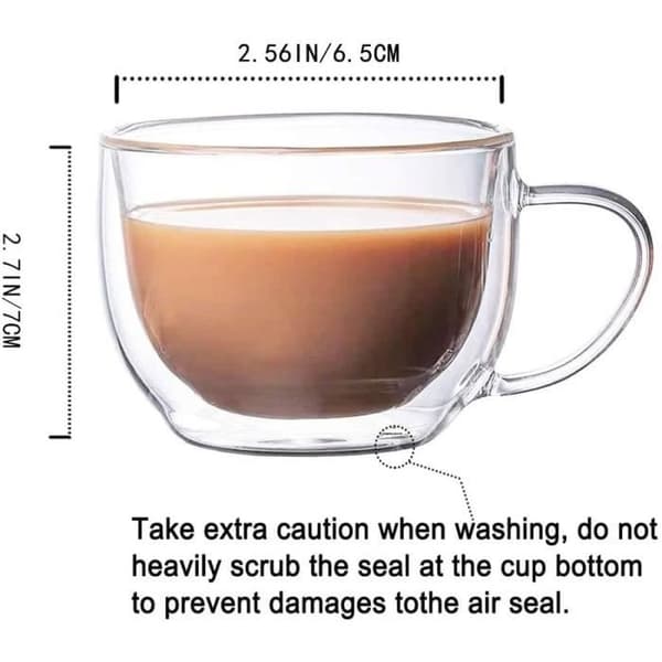 Dubbelväggig Kaffekopp i Glas - Klar - 150ml - 4st transparent