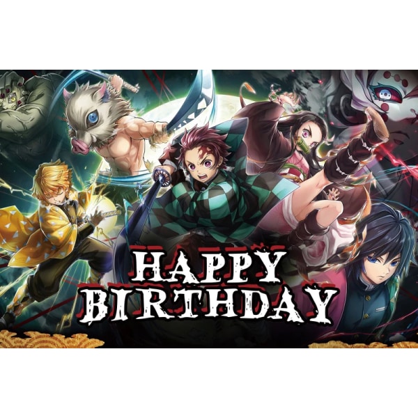 Kimetu No Yaiba Barn Födelsedagsfest Dekoration Bordsservis Papperskoppar Tallrikar Servetter Demon Slayer Tema Baby Shower Pojkar Tillbehör 210X150cm-6