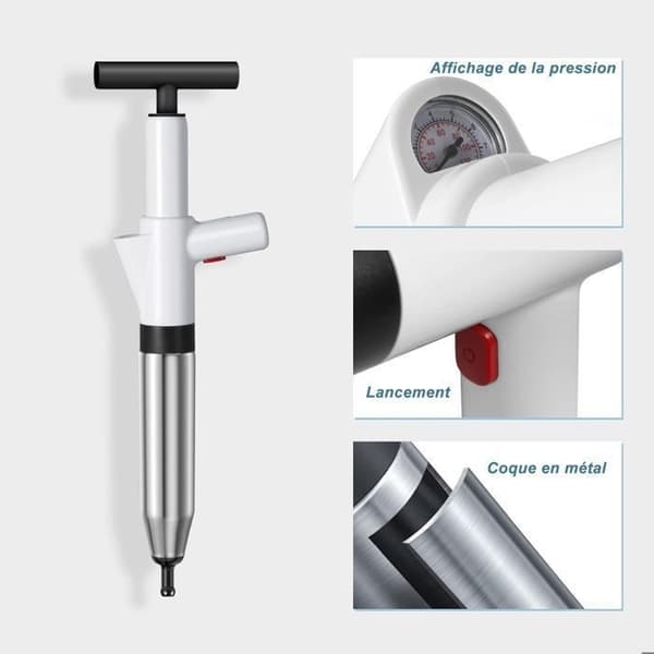 Trycklufts Toalettpropp, Proppar med Barometer, Toalettpropp med 3 Propphuvuden och