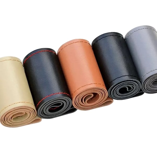 (40 svart) DIY-rattkåpor Mjuk läderfiberfläta på bilens ratt med nål och gänga Inredningstillbehör 40 Black