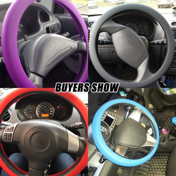 (GRÅ) Lädertextur Bil Auto Silikon Ratt Cover Mjuk Multi Universal Skin Mjuk Silikon Cover GRAY