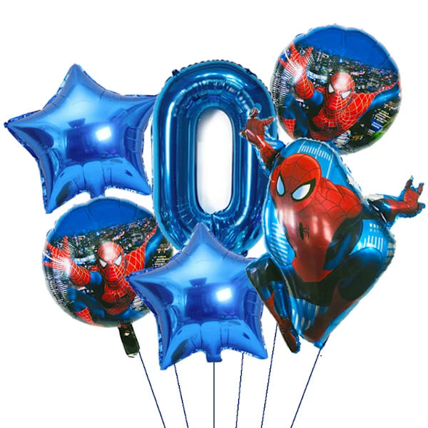 6st Marvel Super Hero Spiderman Set Barn Födelsedagsfest Dekoration Baby Shower Uppblåsbar Pojkar Toy Globos 0