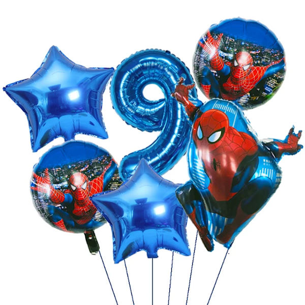 6st Marvel Super Hero Spiderman Set Barn Födelsedagsfest Dekoration Baby Shower Uppblåsbar Pojkar Toy Globos 9