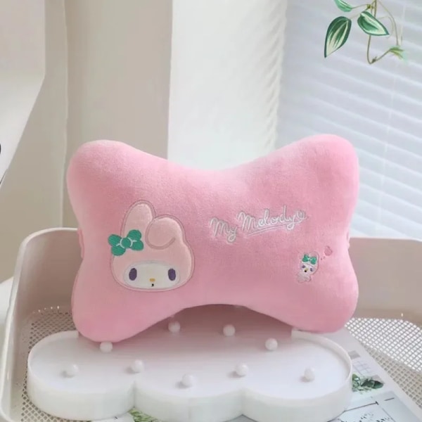 Sanrioed Cartoon Anime Cinnamoroll Plysch Bilkudde Kawaii Söt Mjuk Plysch Nackstöd Cover Case Flickor Present My Melody 2