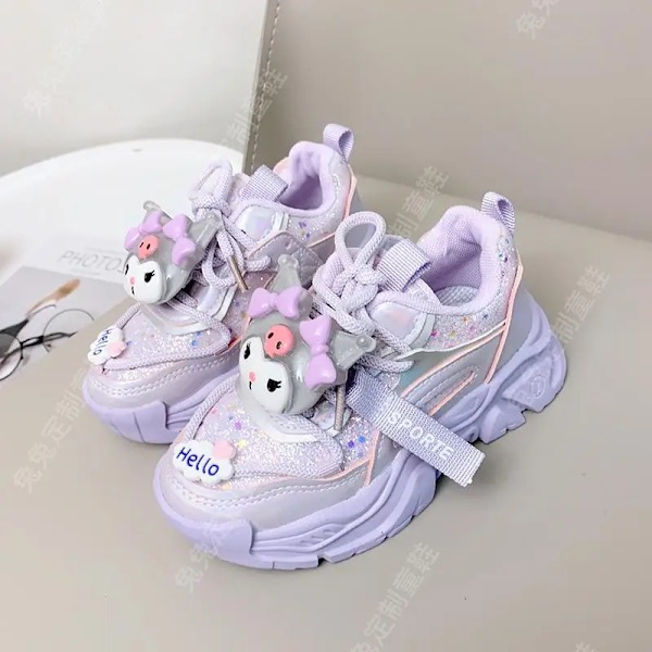 Anime Kawaii Sanrios My Melody Cinnamoroll Kuromi Barn Sneakers Tecknad Söt Luminous Daddy Skor Tjej Sammet Löparskor Present Cinnamoroll Sock 2 28-17.2cm