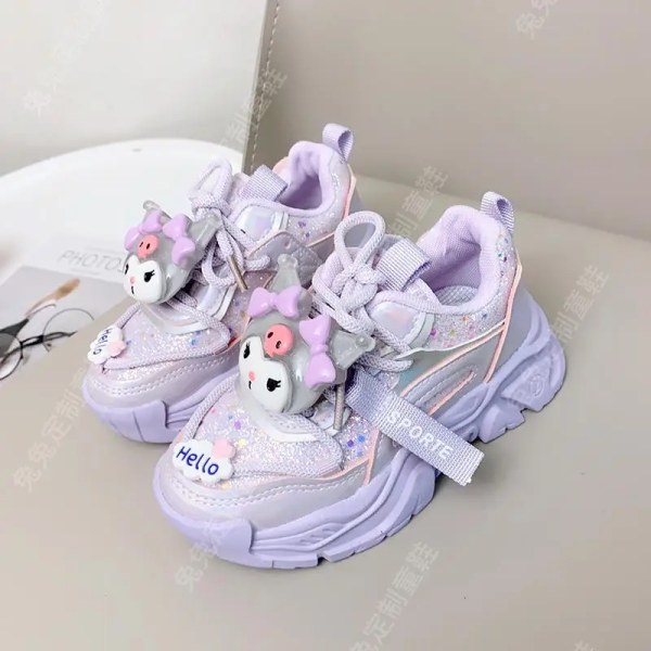 Anime Kawaii Sanrios My Melody Cinnamoroll Kuromi Barn Sneakers Tecknad Söt Luminous Daddy Skor Tjej Sammet Löparskor Present Kuromi 15 34-20.8cm
