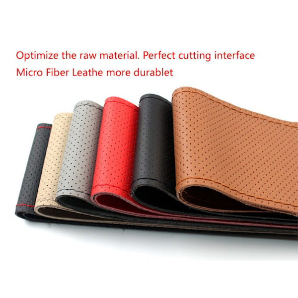 (47CM BACLK LINE RED)stort cover för RV Truck mikrofiber läder bilrattfläta Hållbar 47cm Anpassad storlek 47CM BACLK LINE RED