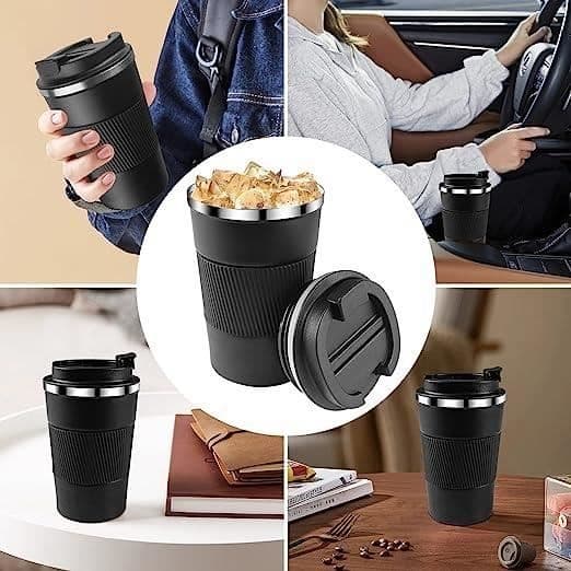 (Sort) Kaffekrus - Isoleret - Rustfrit stål - Lækagesikker - Sort - 17*7CM black