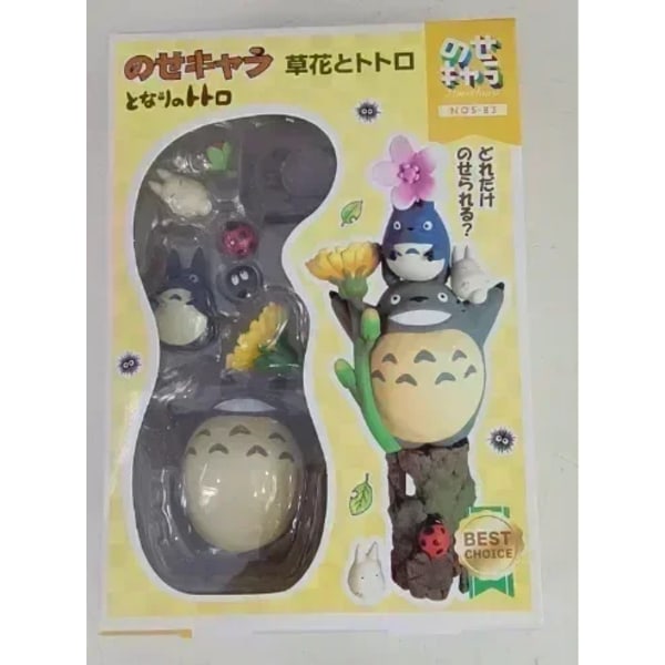 Miyazaki Hayao-serien Totoro Anime Figur Mini Staty Söta leksaker Rumsprydnader Kawaii Pvc Figurer Monterade leksakspresenter för barn B With Box