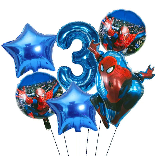 6st Marvel Super Hero Spiderman Set Barnfödelsedagsfest Dekoration Baby Shower Uppblåsbara pojkar Toy Globos Clear