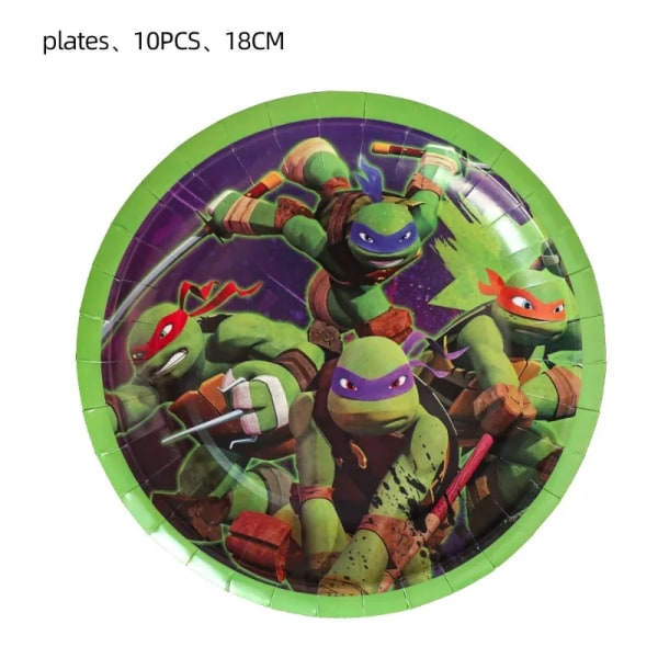 Nya Teenage Mutant Ninja Turtles Födelsedagsfesttillbehör TMNT papperstallrikar Pappersmuggar Flagga dra flaggor Halmfesttillbehör 10PCS Plastic knife