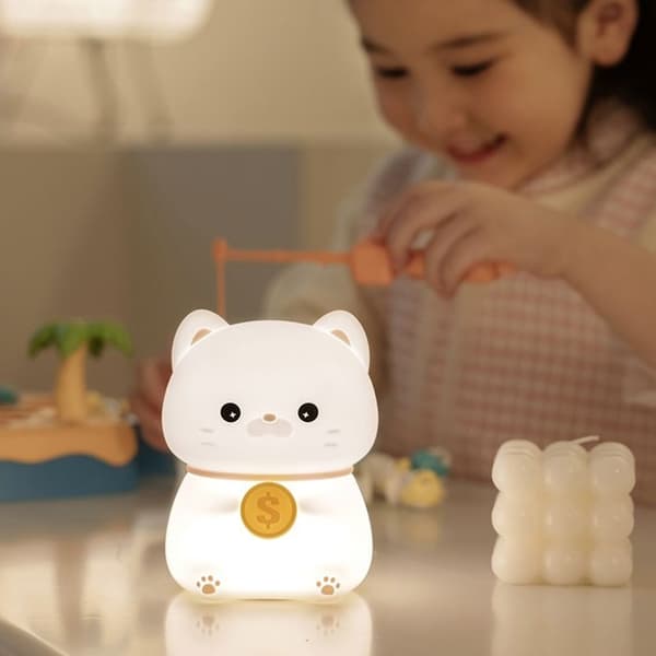 Sengelampe USB Silikone LED Natlampe til Børn Mini Kat Natlampe Feriegave til Børn