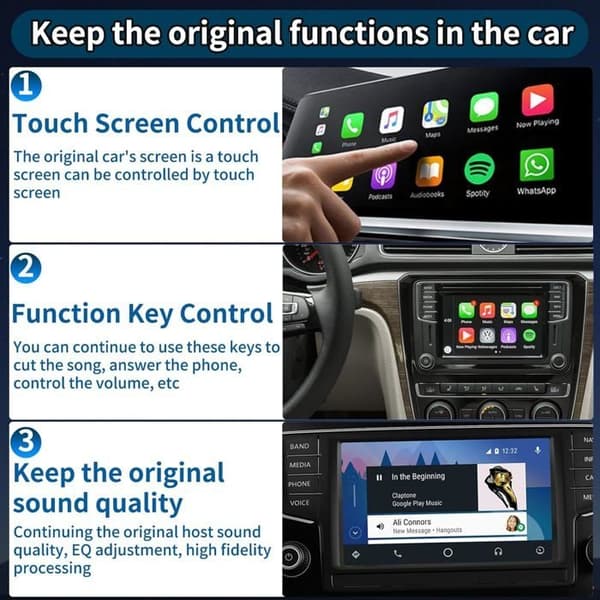 Langaton Carplay-sovitin Android Auto ja Carplay -langaton sovitin iPhonelle, yhteensopiva iOS 10+ ja Android 11.0+ kanssa