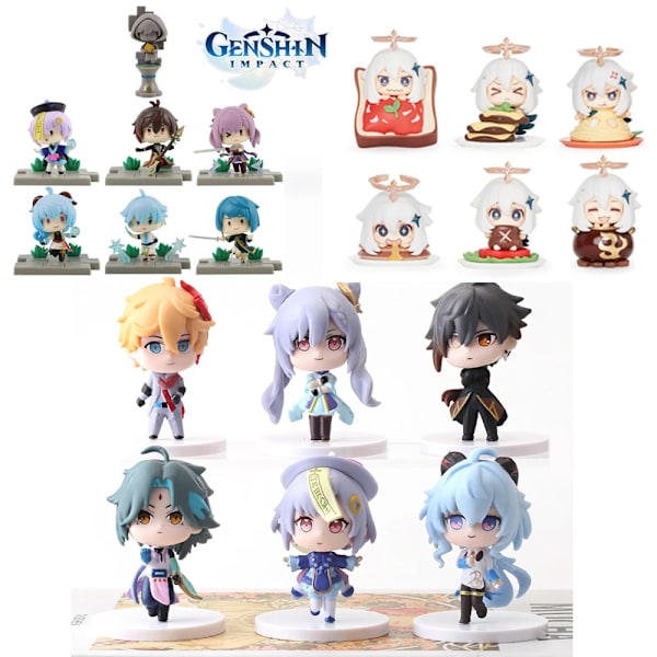 Genshin Impact Figur Amine Action Figurer Xiao Ganyu Venti Diluc Amber Figurine Collection Model Doll Toy A Random 1Pcs