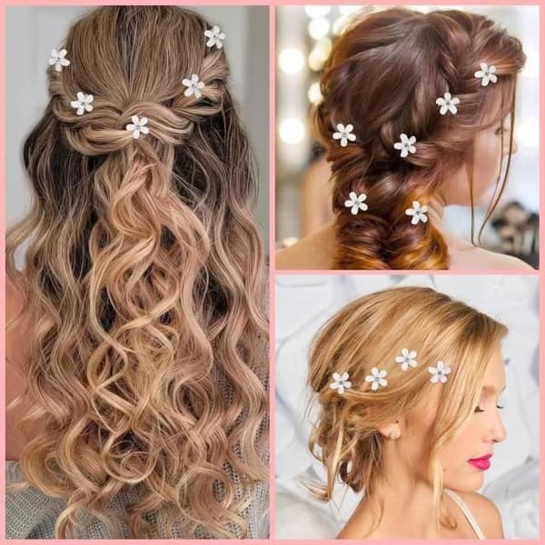 Sæt med 4 guldfarvede metal-scrunchies til hestehale - Hårtilbehør - KLIPS - HÅRNÅL - Scrunchie - ELASTIK White