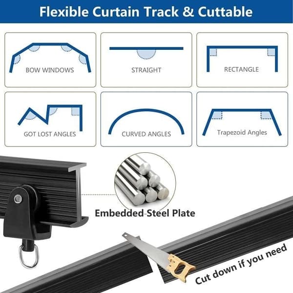 (Sort) Foldbar gardinstang - LECOO - 5 meter - Fleksibel - Robust - Sort Black