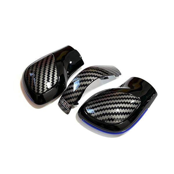För VW Golf 6 7 R GTI Passat B7 B8 CC R20 Jetta MK6 GLIBsvart bakfärg Med Kolfiberväxelknopp Växelns cover DSG Logo-Blå-3 Blue-3