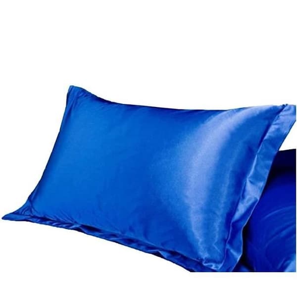 Sæt med 2 superbløde satin silkepudebetræk 48 x 74 cm - Mørkeblå