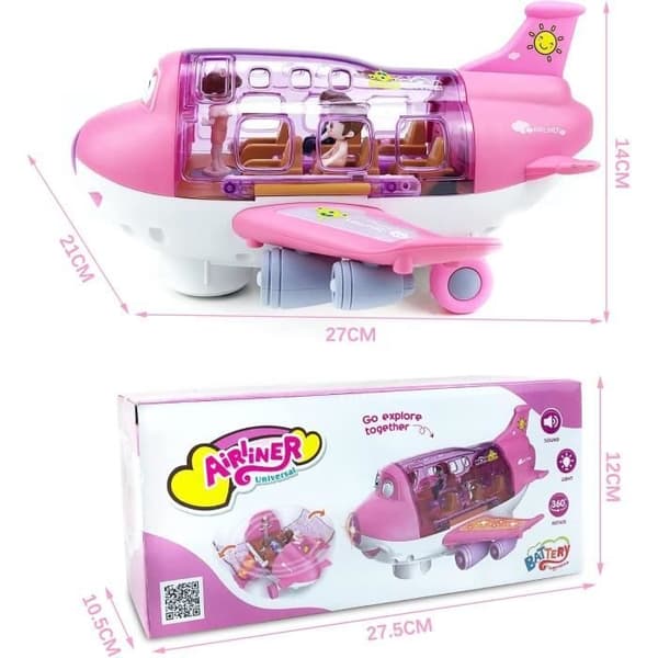 LECOO Bump & Go Legetøjsfly til Børn - Pink - LED og Lyde Pink