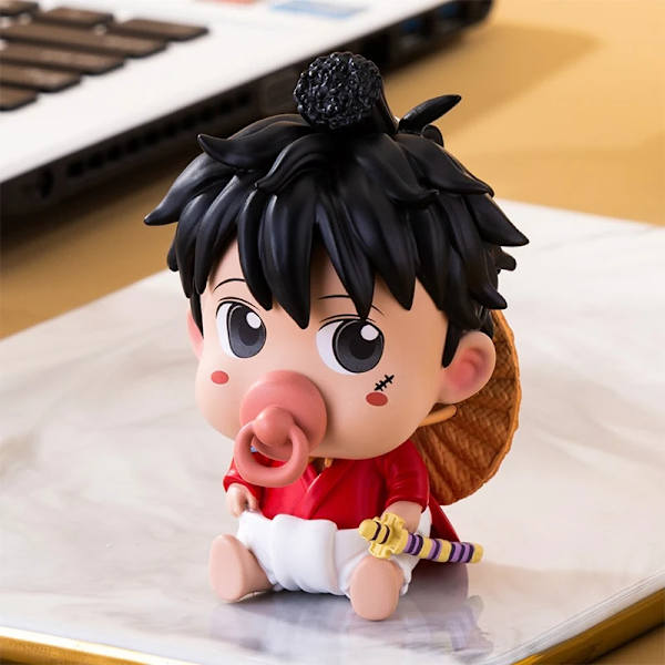 One Piece Anime Figur 11cm Baby Napp Luffy Zoro Sanji Franky Brook Figurine Söt PVC Samlarobjekt Modell Dekoration Leksak Barn Franky