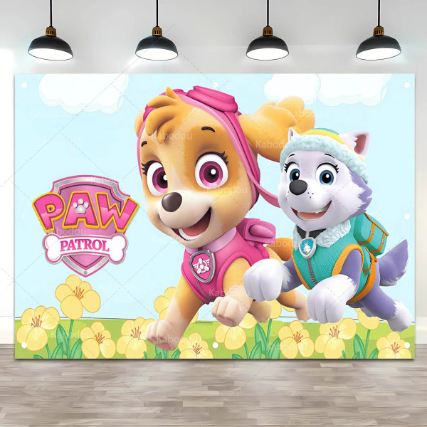 Anpassad Skye Everest Paw Patrol Bakgrund Flicka Barn Födelsedagsfest Bakgrund Fotografi Valp Hund Banner Inredning Fotostudio Paw Patrol 4 Polyester 300x200cm