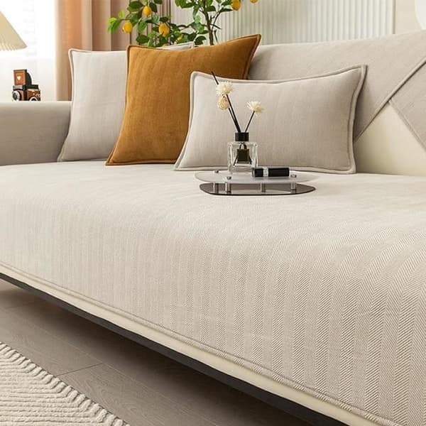 Sofföverdrag - OTHERWISE - Chevron Chenille - Beige - 70x70 cm - Maskintvättbar Beige