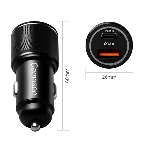 Camason 45W snabbladdare för bil USB Typ C laddning för iphone Xiaomi Huawei telefon PD QC 3.0 24V/12V snabbladdningsadapter produkter 24W Charger
