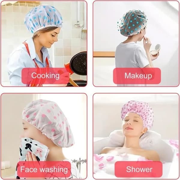 Duschmössa Elastisk Badmössa Återanvändbar Hatt med Elastiska Band (6 ST, 2 Grön2 Blå2 Rosa)