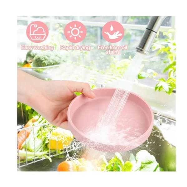 (Rosa) Kattskål - Silikon - Oval - 3 st - Rosa - Multifunktionell Pink