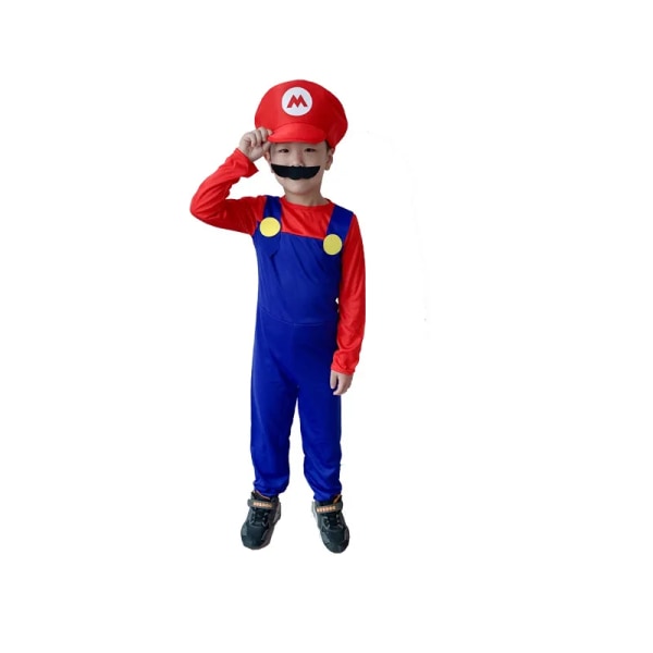 Anime Halloween-kostymer Super Luigi Brother-kostym Mario Vuxna Barn Fancy Cosplay Scen Halloween-fest Förälder-barn-kostym Male Mario  Red Adult  S