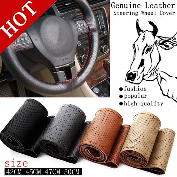 (42cm grå) Hot Truck Buss Cover i äkta läder, 42cm 45cm 47cm Bil, Gör-det-själv handgjort case med nålar och tråd Gratis frakt 42CM grey