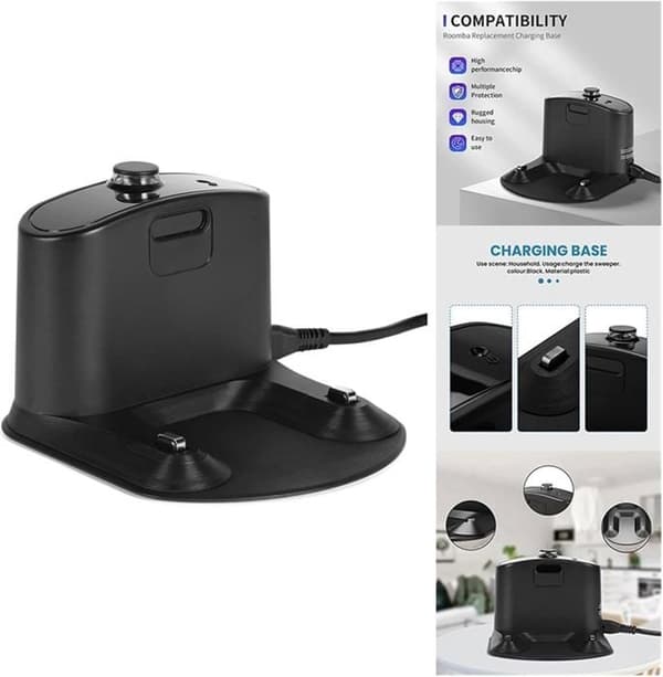 Ladebase for robotstøvsuger, ladebase for iRobot Roomba 500-900 E5 E6 I1 I3 I4 I6 I7 I8, 4452367