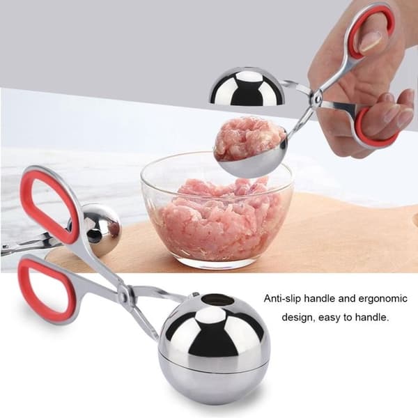 Non-stick Kødbollemaskine i rustfrit stål Risbolleform (Rød)