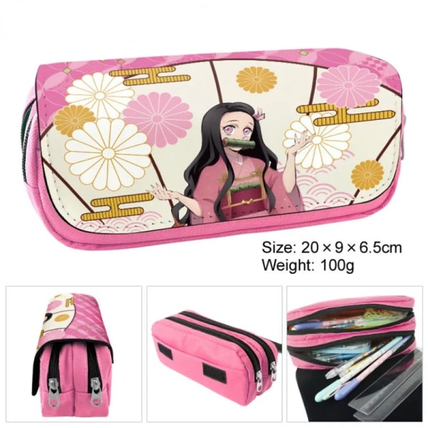 Demon Slayer Tecknad Anime Case Student Förvaringsväska Tanjirou Nezuko Zenitsu Giyuu Cartoon Pen Box Cosplay Prop Presenter 1