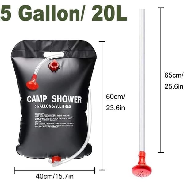 (Svart) Solcelledusjpose for camping - NETBOAT - 20L - PVC - Svart Black