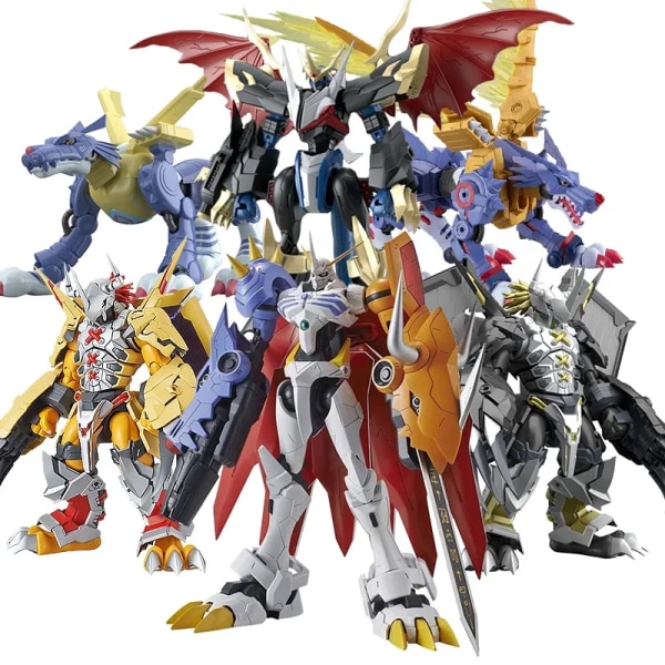 Bandai Original Anime Digimon Äventyr Krig Greymon Garurumon Dukemon Action Figur Leksaker Samlarmodell Presenter för barn N