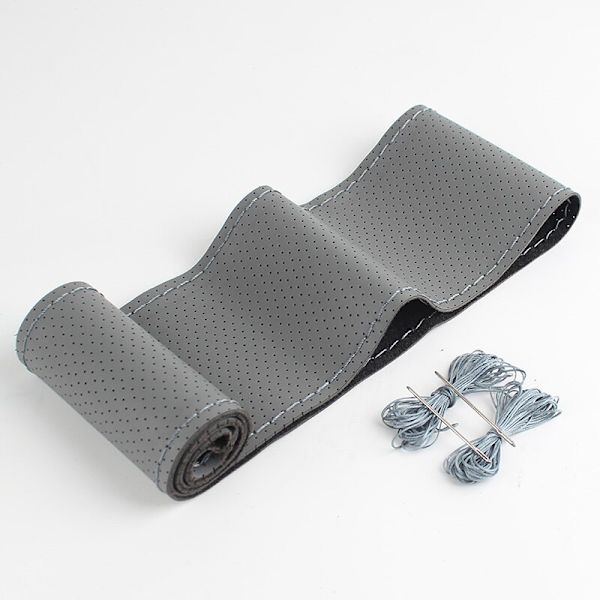 (B-4)38cm Bilratt i äkta läder Cover Handsytt Mjukt halkfritt Bilinredningstillbehör B-4