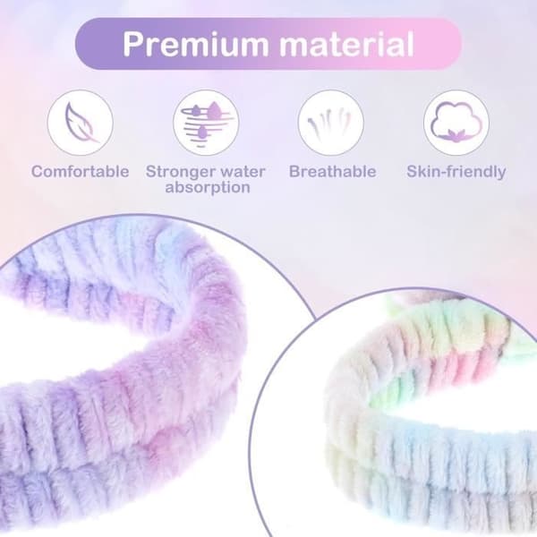 Kosmetiske pandebånd til makeup og vask, elastiske tie-dye spa pandebånd, absorberende makeupfjerner hårbånd