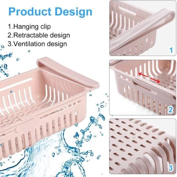 XCOZU 4-pack Utdragbar Kylskåpslåda Organizer, Kylskåpsförvaringslåda Organizer