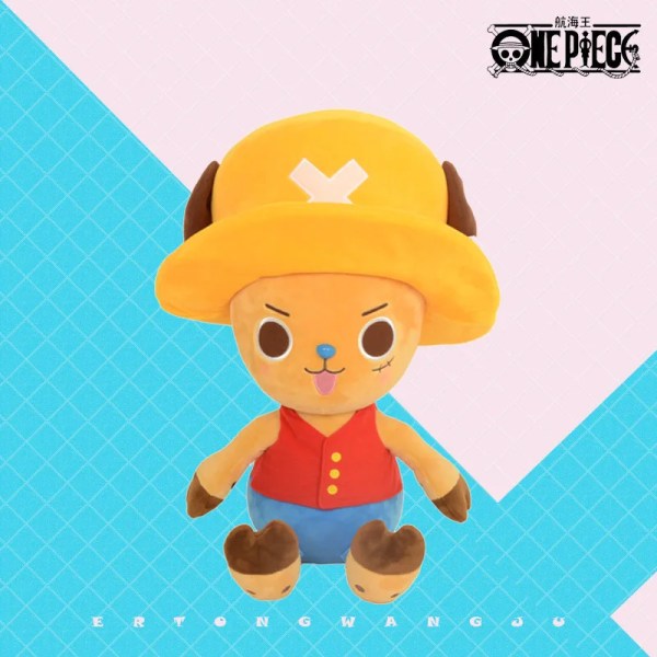 Original Full storlek Anime One Piece Plyschfigur Kawaii Luffy Chopper Plyschdocka Mjuk fylld leksak barn Födelsedagspresent Julklapp about 25cm yellow