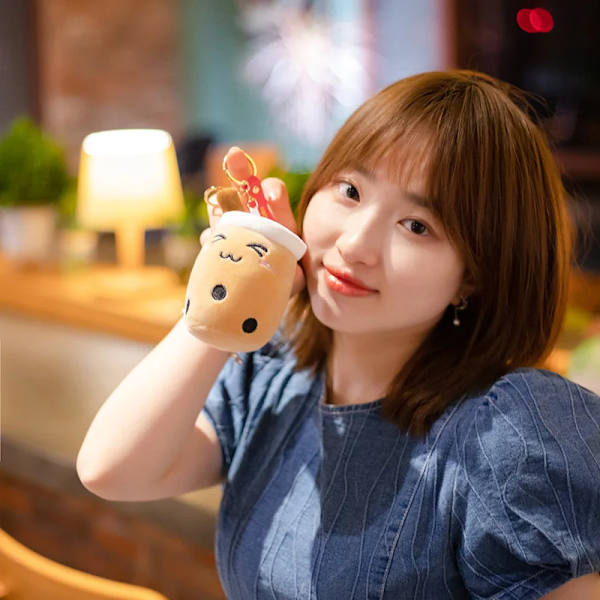 10 cm Söt Bubble Tea Nyckelring Mjuk plysch hänge fylld Boba Doll Kawaii Ryggsäck Väska Dekor Födelsedagspresenter till flickor Pojkar 10cm yellow yuanyan