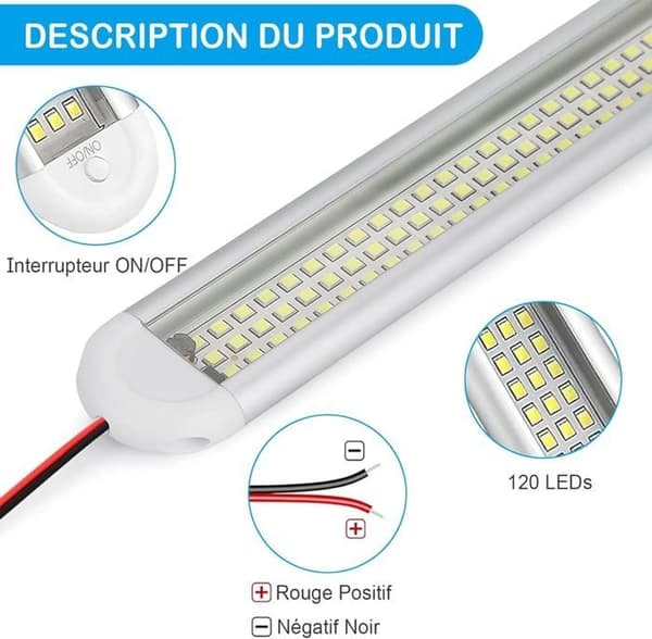 Lys bar - LED - 12V - 120 LED-er - Bryter - Energibesparende