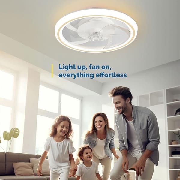 48 cm LED loftventilator, 3 farver dæmpbar støjsvag loftventilator med 7 blade, 6 hastigheder