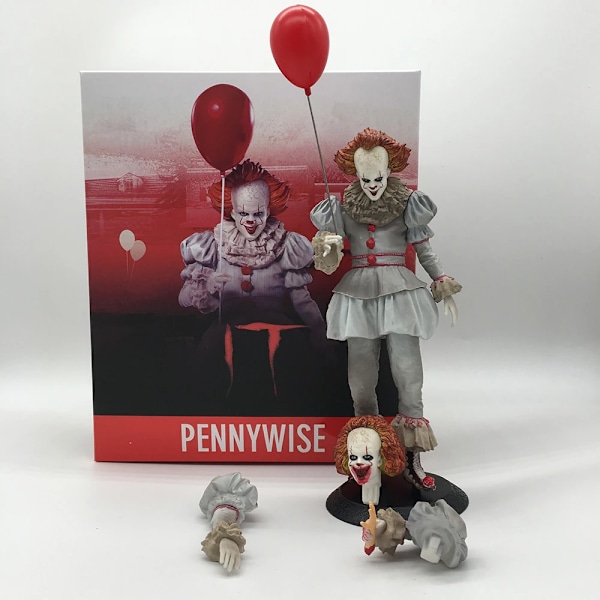 Med LED-ljus NECA Stephen Kings Pennywise Joker Clown PVC Action Figur Modell Leksaker Skräckdocka Collection Present för barn H No box
