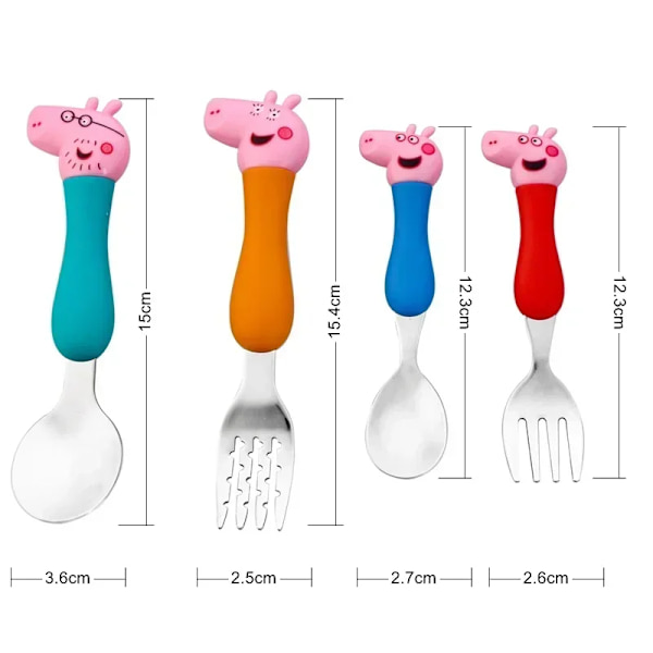 Peppa Pig Bestick Gaffel Sked Action Dockleksak George Pig Pappa Mamma Tecknad Anime Mönster Festleksakspresenter för pojkar och flickor No Box