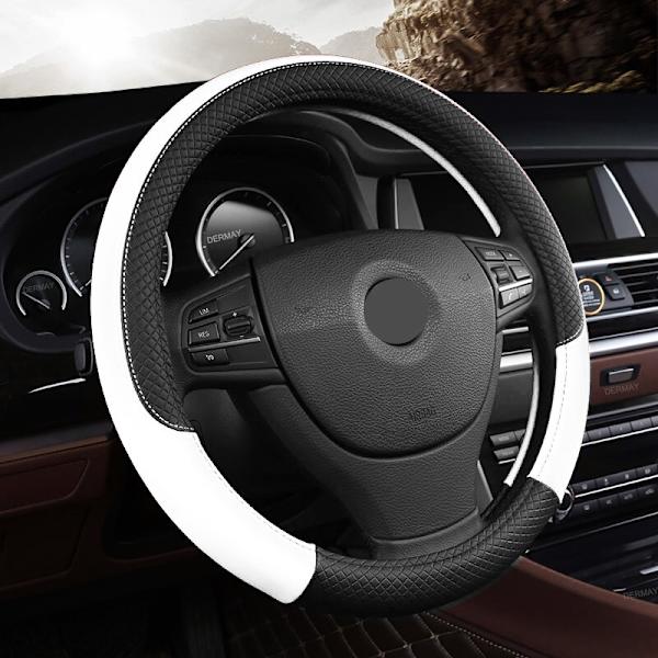 (vit) PU-läder Universal cover 38CM Bil-styling Sport Auto Rattskydd Antisladd biltillbehör white
