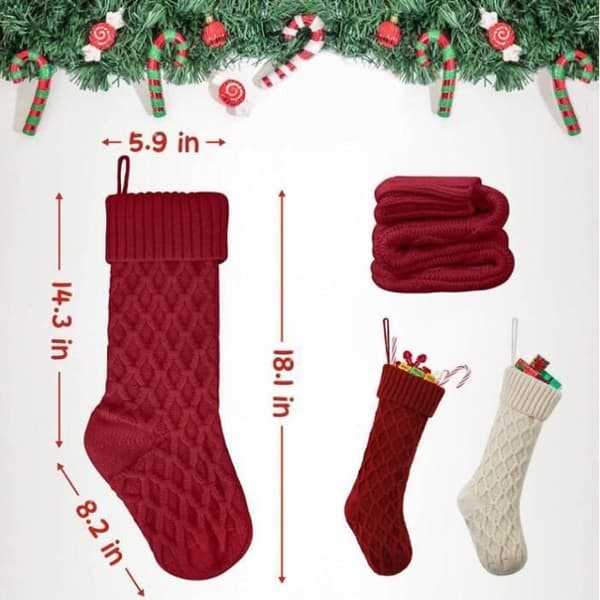 Julestrømper - Festdekoration - Polyester - 46*21 cm - Hvid/Rød - Slikpose