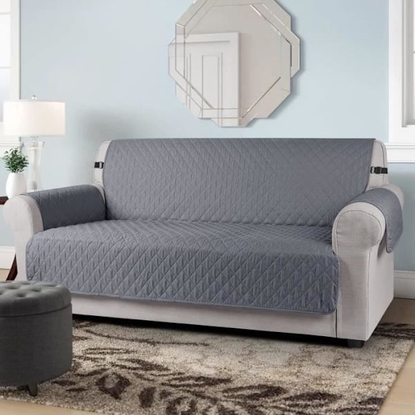 Sofföverdrag - DARMOWADE - 3-sits - Vattentätt - Polyester - Mörkgrå Dark Gray