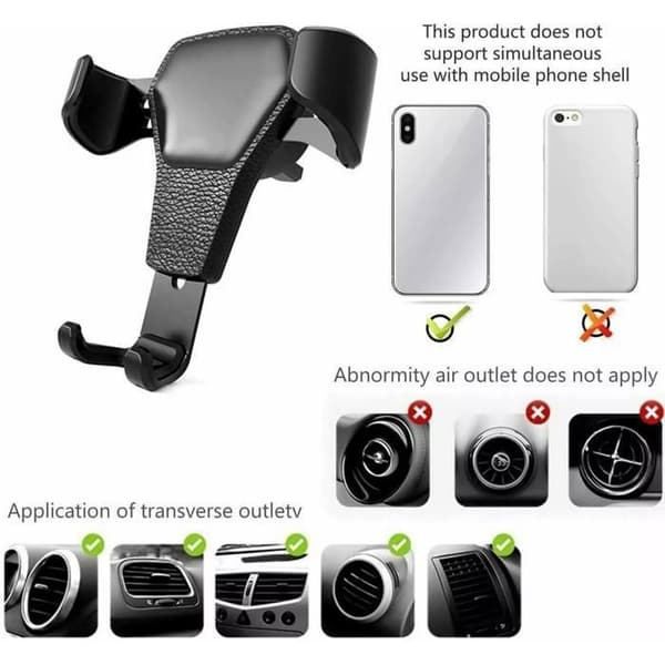 Universal Biltelefonholder Monteringsventilationsgitre Sort Smartphone