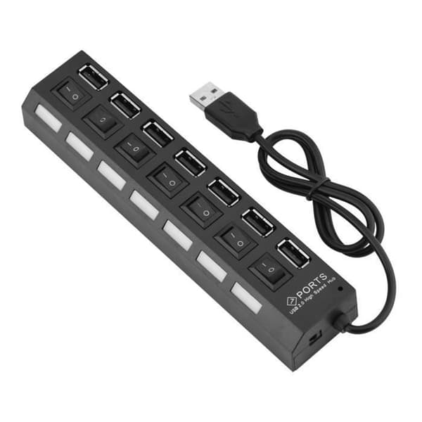 480Mbps 7 Port USB Hub Ingen Konflikt Plug & Play USB 2.0 Hub til Mus - Printer - Scanner